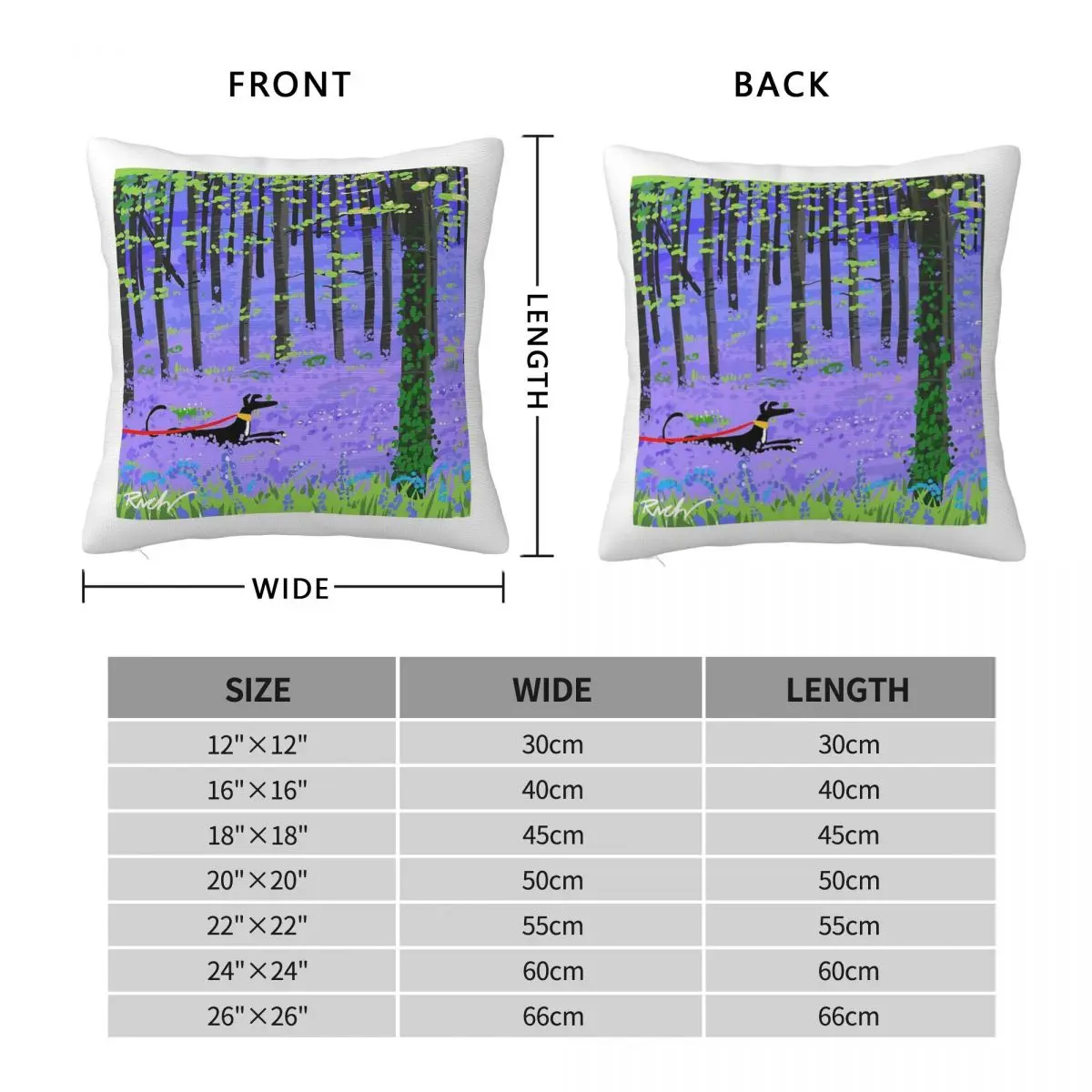 Bluebell Hound Pillowcase Polyester Linen Velvet Pattern Zip Decorative Pillow Case Sofa Seater Cushion Cover