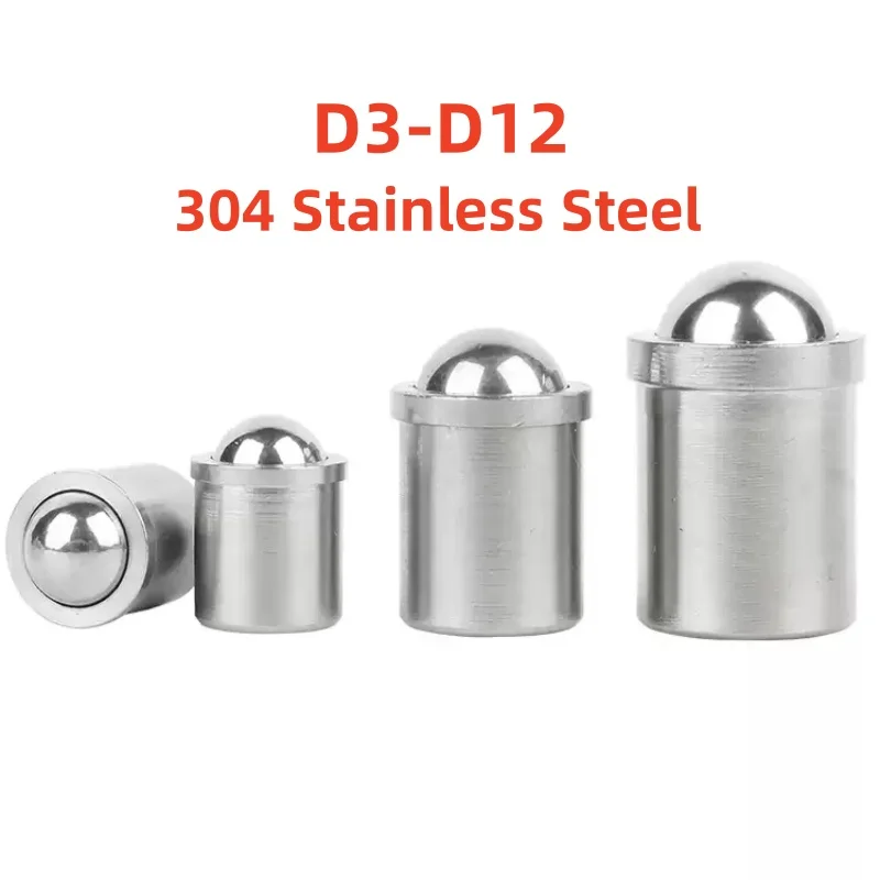 Straight Push Type Spring Plunger D3 D4 D5 D6 D8 D10 D12 304 Stainless Steel Press Fit Locator with POM Ball Head