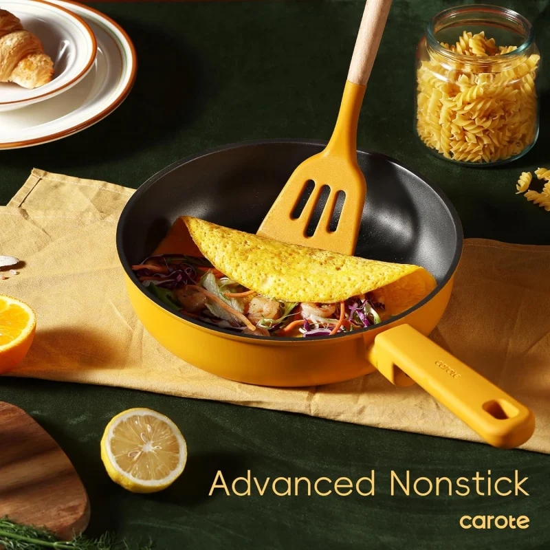 Non Stick Pots Pans Set, Cookware Sets Nonstick, Kitchen Cooking with Stay-Cool Handles,Silicone and Pot Prot