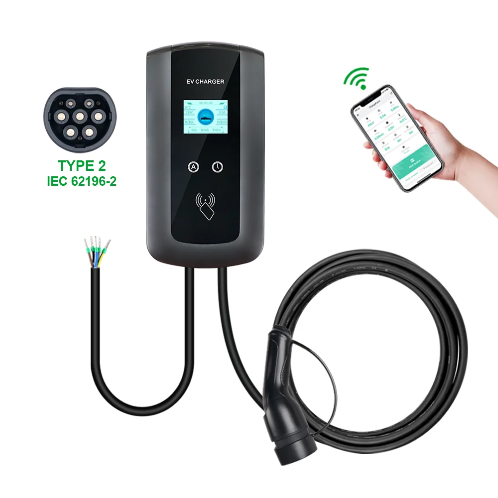 7kw 11kw 22kw 16A 32A 1P 3P Type 1 Type 2 GBT wallbox ev charger Wall mounted Charging Station