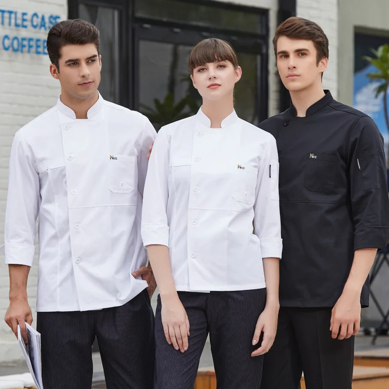 C147 manga longa roupas de chef uniforme restaurante cozinha cozinhar casaco garçom jaquetas trabalho sushi chef uniforme