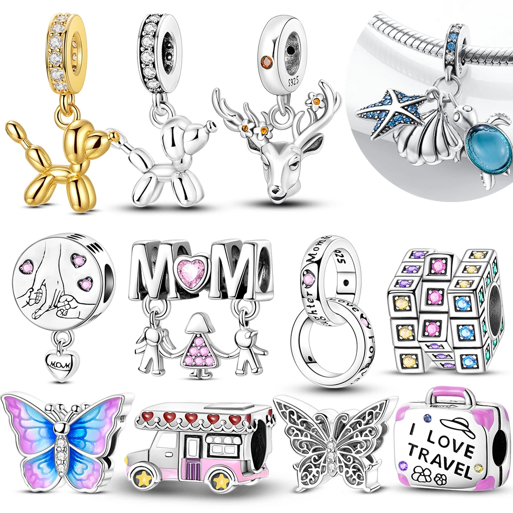 Hot Sales 925 Sterling Silver Charms Beads Butterfly Love Pendant Beads Fit Original Bracelet Charms Women Jewelry DIY Gift