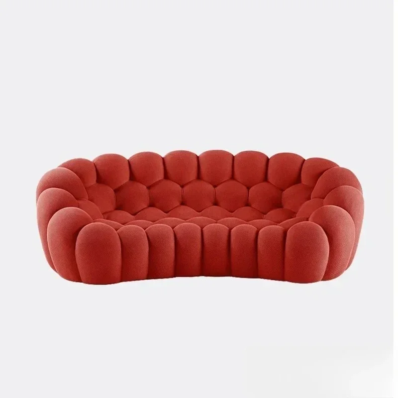 

Cloud Curved Sofa Stylish Fabric Designer Couch Fluffy Cloth Sofa Sets Modular Football Sofa for Living Room Furniture