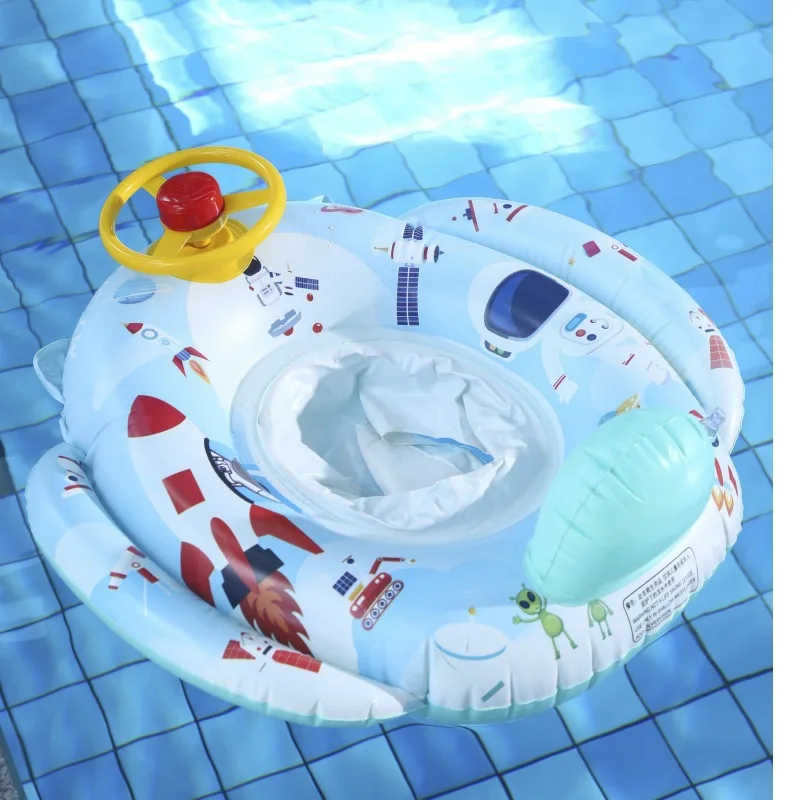 كارتون الطفل السباحة تعويم مقعد حورية البحر رواد الفضاء نمط بولي كلوريد الفينيل لعبة قابلة للنفخ مع عجلة القيادة الصيف بركة ألعاب مائية #3