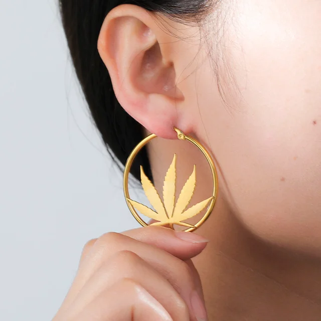 Marijuana hoop earrings hot sale