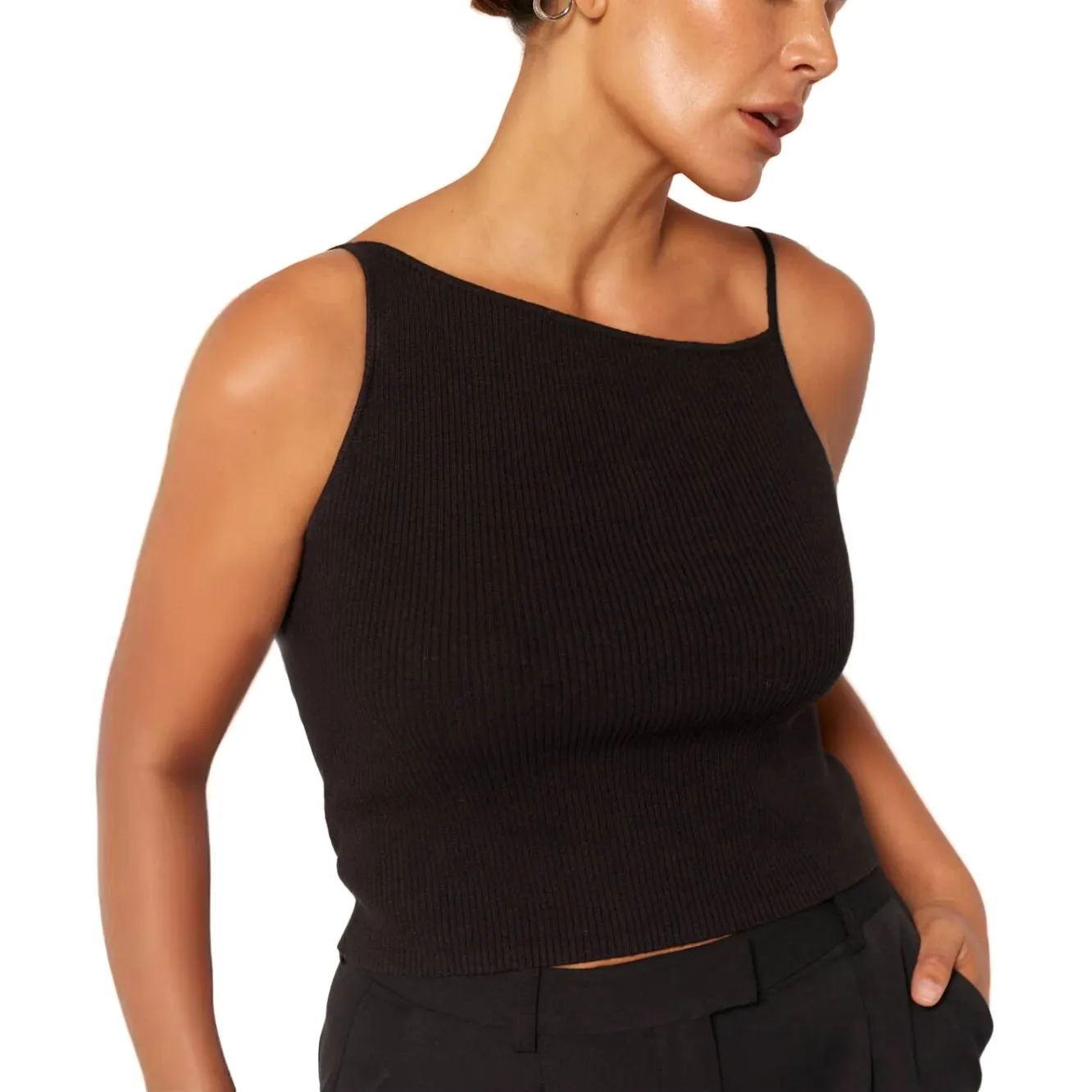 

Womens Off Sleeveless Shirts Going Out Crop Slim Fitted Summer Outfits Knit Asymmetric Cami Tank Tops