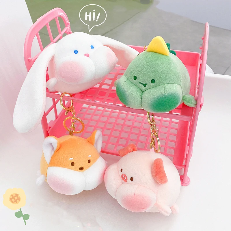 1PC Reative Cute Fun Venting Decompression Doodle Face Small Animal Plush Doll Keychain Bag Pendant Children Kawaii Cartoon Gift