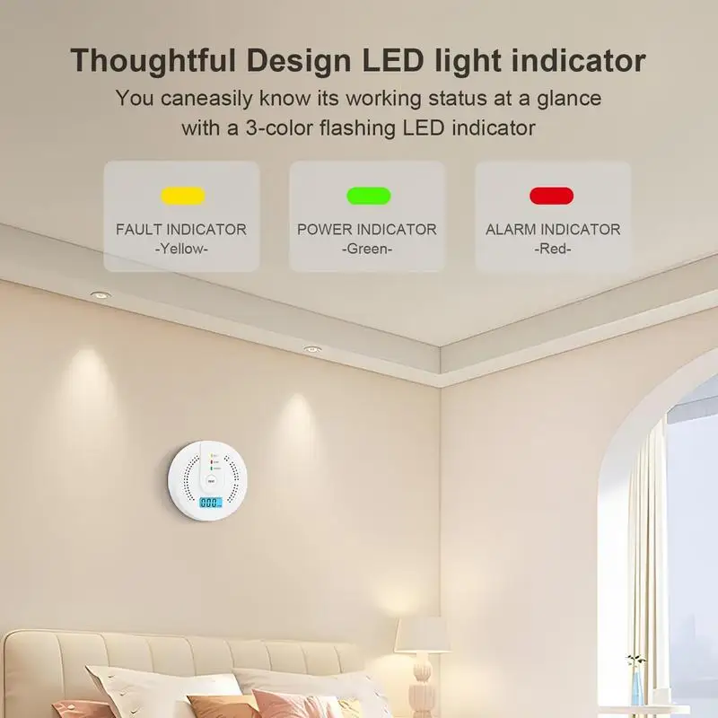 Carbon Monoxide Detector Sound & Light Warning Portable Co Monitor Co Level Monitor Alarm Battery-Operated High Sensitivity