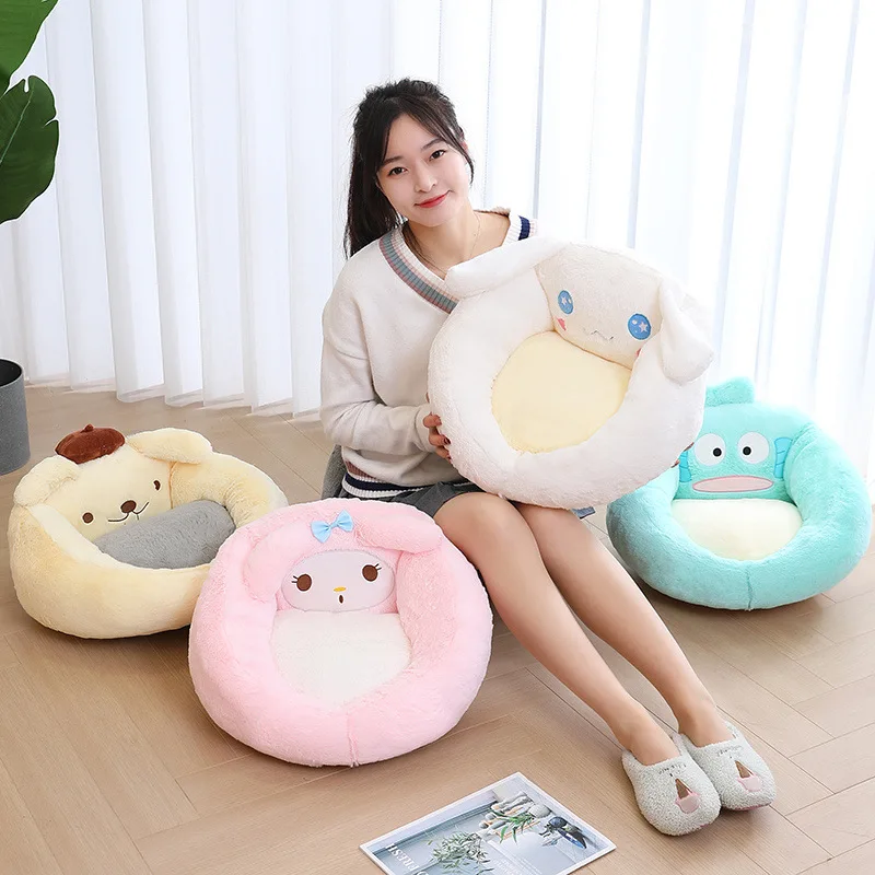 Big Size Cute Cinnamoroll Plush Half Surrounded Black Kuromi Cushion Backrest Dormitory Office Non-Slip Chair Cushion