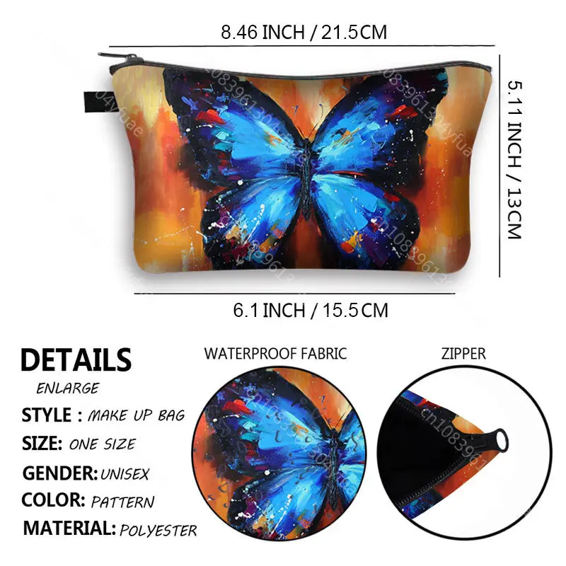 Butterfly Printed Ladies Cosmetics Bags Woman Make Up Bag For Travel Femme Oragnizer Travel Portable Toiletry Wrap