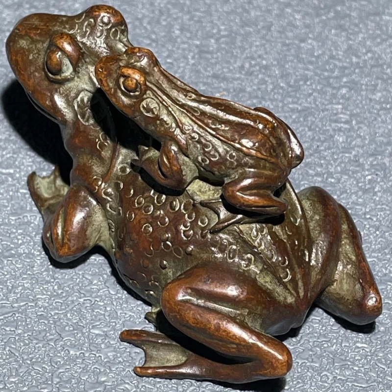 

Antique Bronze Auspicious Toad Grateful Mother Statue Miniature Tea Ceremony Table Decoration Animal Sculpture Home Decoration