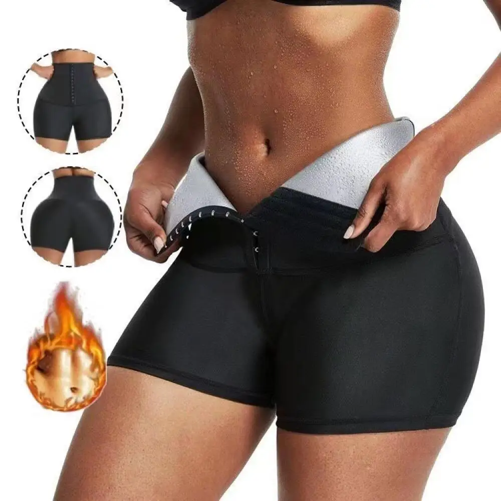 Shaping Pants Women's High Waist Coated Sports and Fitness Shorts with Buckle and Belly Tight Sweat Pants Waist