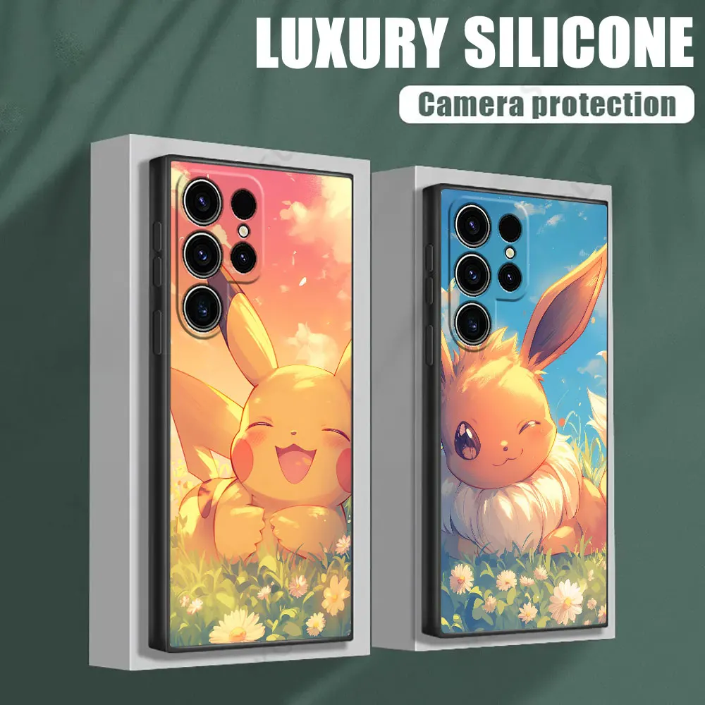 

Pikachu Eevee Cute Sky Matching S25 Case For Samsung Galaxy S24 S23 S20 S21 FE S22 S25 Ultra 5G S10 Plus Note 10 20 Phone Cover