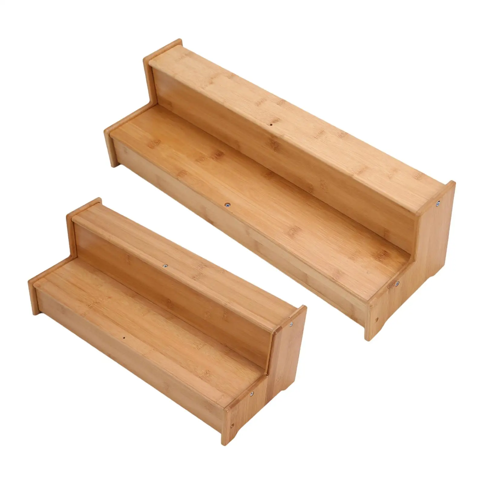 2 Tier Bamboo Display Riser Collection Organizer, Holder,Model Toys Shelf Desserts Holder