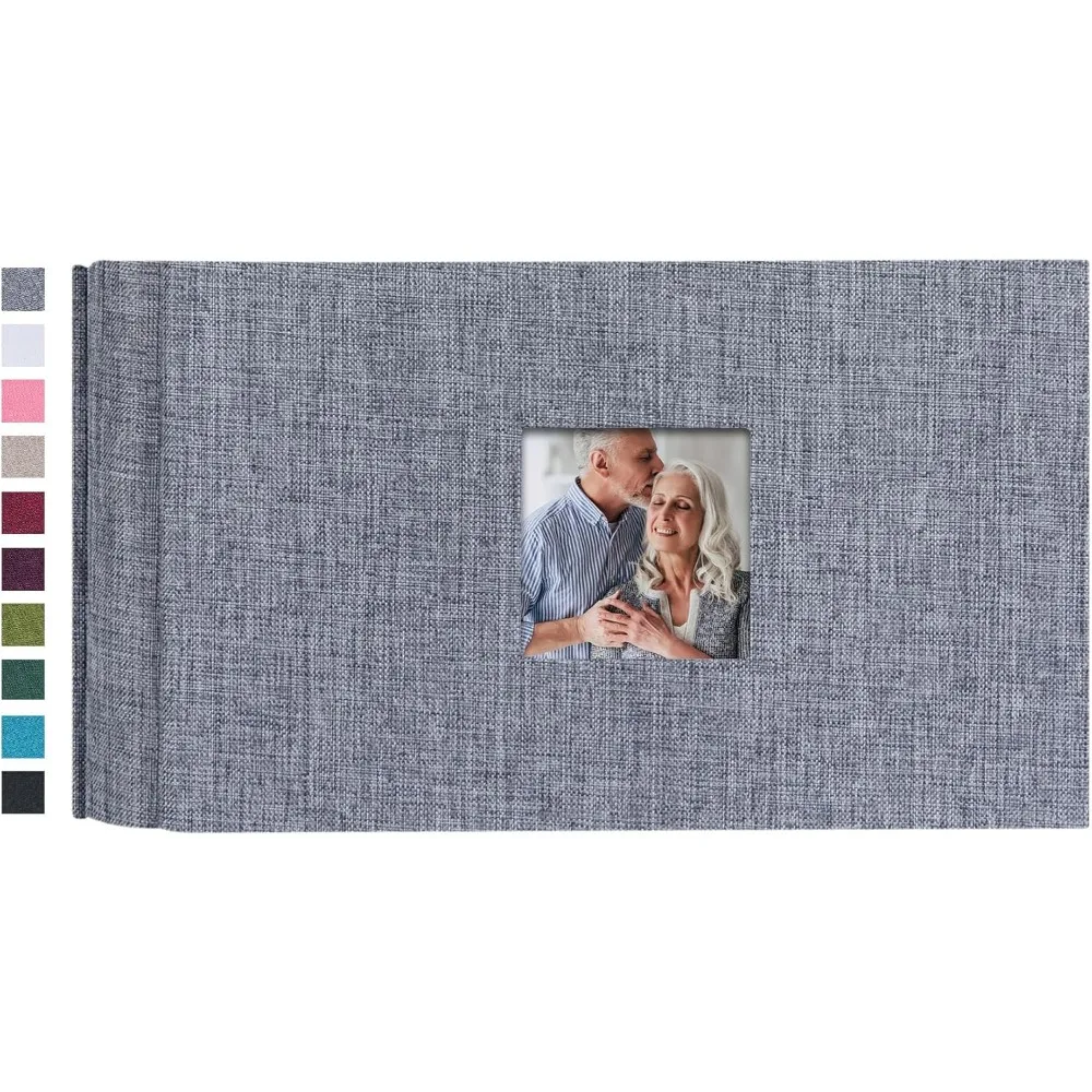 

Small Photo Album 4x6 100 Photos Linen Cover Picture Book with Horizontal Pockets for Wedding Family Anniversary