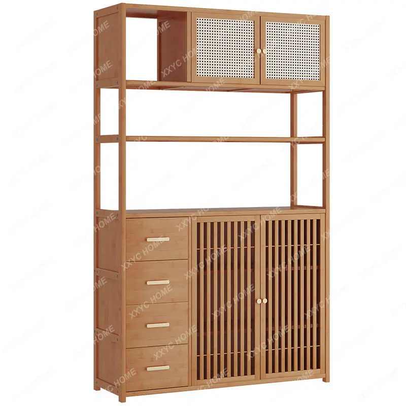 Solid Wood New Chinese Style Duobao Pavilion Living Room Office Tea Cabinet Shelf Partition Tea Cup Shelf