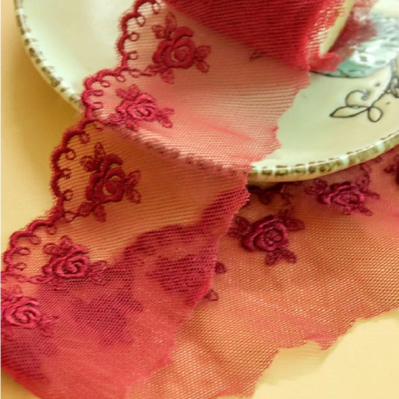 Embroidered Mesh Lace Trimmings Ribbon for DIY, Handmade Patchwork, Sewing Supplies, Craft, 5cm Width