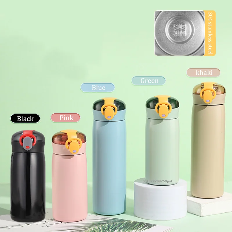 304 Stainless Steel Thermos Cup with Straw 320ml/460ml Insulated Water Bottle Travel Mug Leak Proof Vacuum Flask