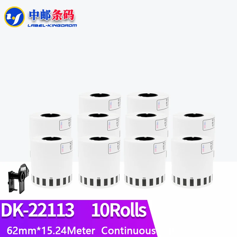 Imagem -01 - Etiqueta Transparente da Película Clara Compatível com o Irmão Ql570 700 800 Impressora Dk22113 Dk22113 62 mm 15.24m 10 Rolls