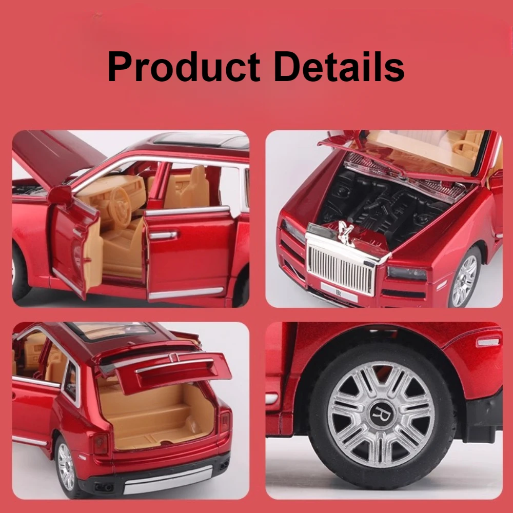 Scale 1:32 Rolls-Royce Cullinan Car Model Toy Door Opened Diecast Music Light Metal Miniature Vehicle Models Collection Boy Gift