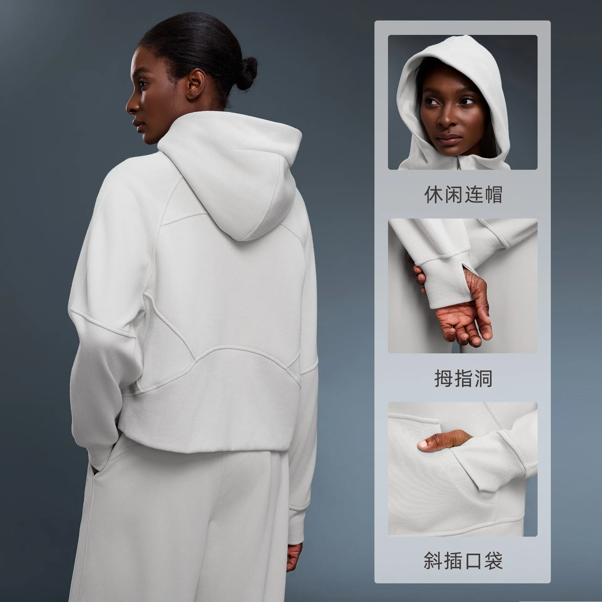 Women's Fall/Winter Hooded Sweatshirt: Fleece-Lined, Warm, Zippered Jacket, Loose-Fitting Casual Sports TopD25130