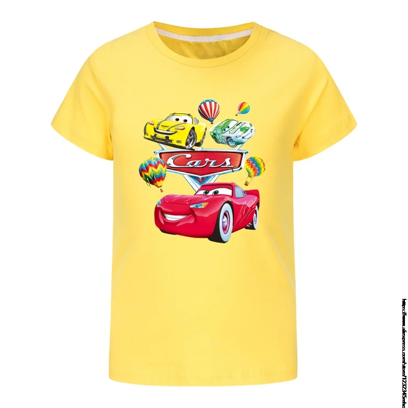 Summer Baby Girls Cars T-shirt Children Cartoon Birthday T Shirt Cotton Tee Fashion Short Sleeve Loose Clothing Kids Gift