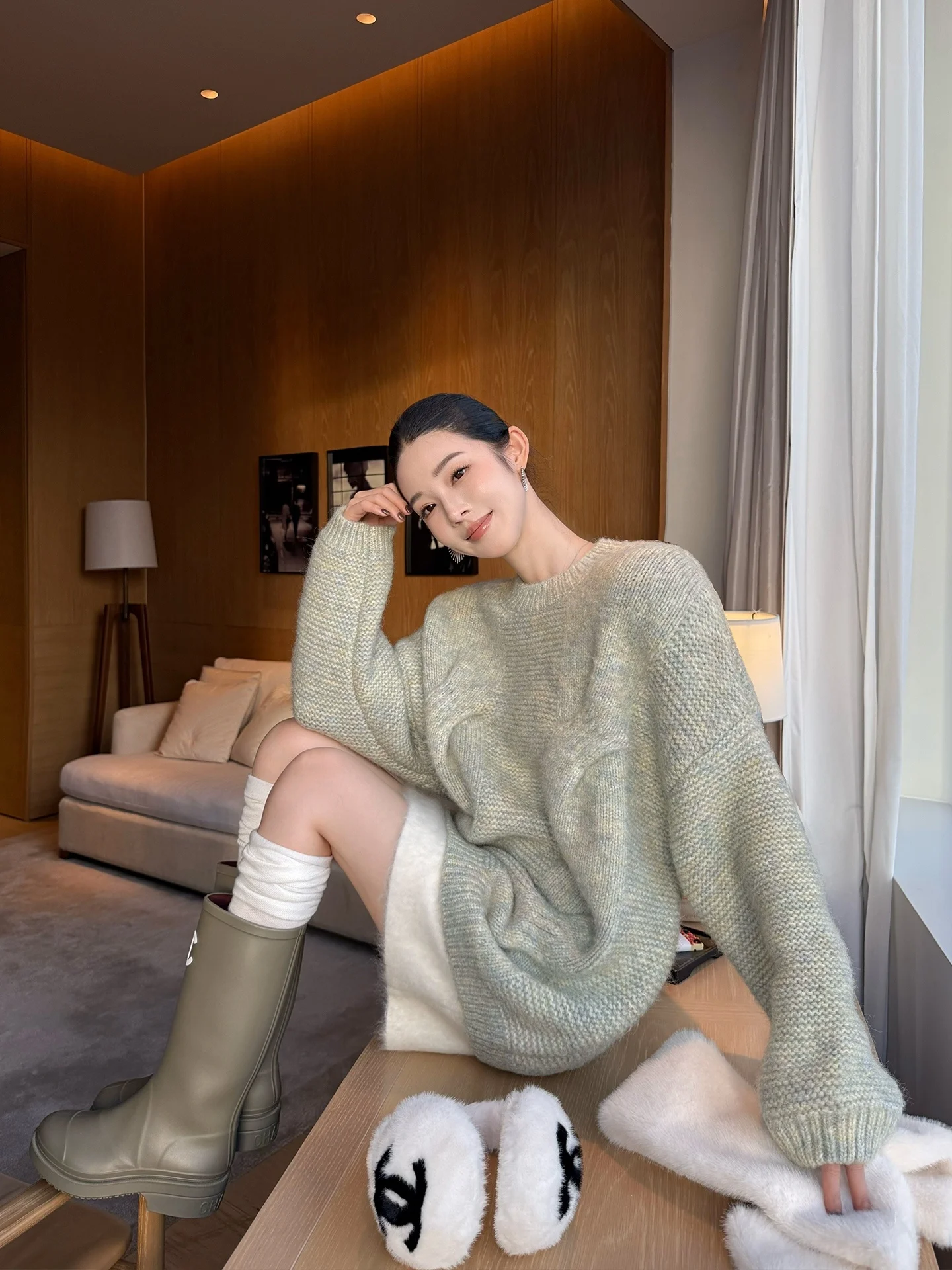 

Женский свободный вязаный свитер ALIN из шерсти с узором «косы», ажурный, зимний, модный, повседневный, с круглым вырезом