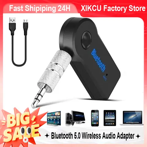 XIKCU Speaker Receiver Bluetooth Receiver Stereo Output Music Car Streaming Sound System Transmitter 3.5mm Jack Wireless Adapter