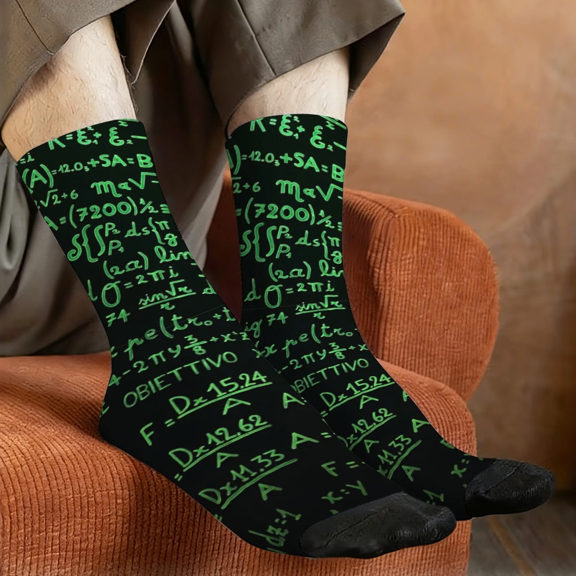 Geek Cyber ​​Formula Print Men's Socks Comfortable, Breathable, Non-Slip Casual Socks Fun Gift for Crazy Parties and Holidays