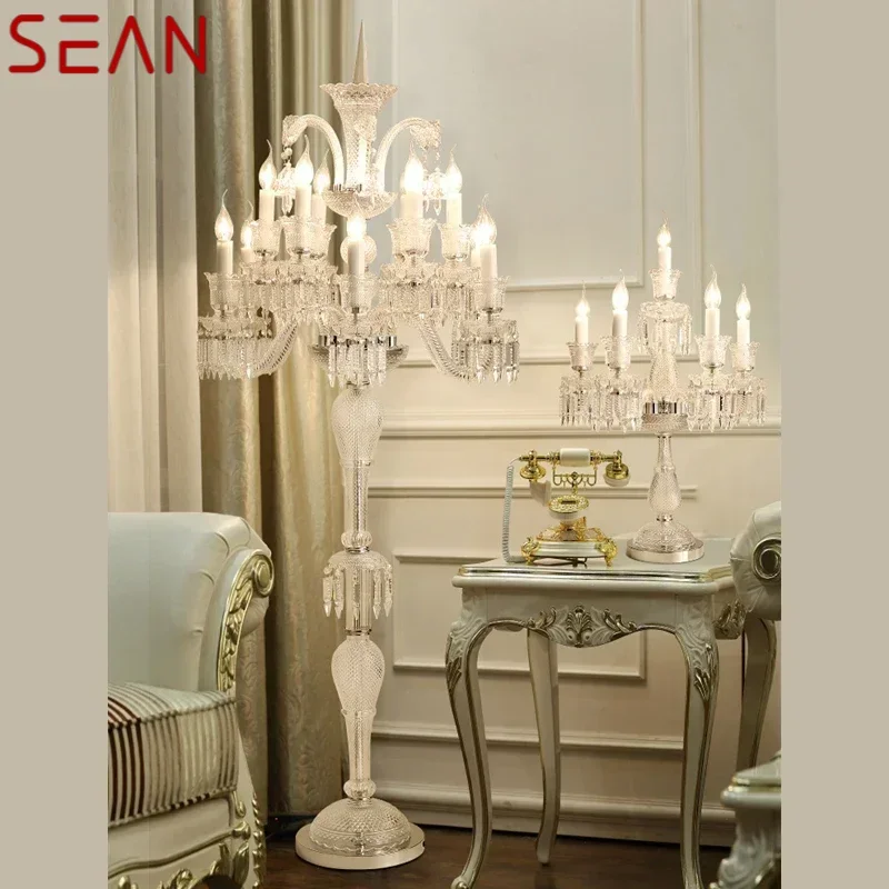 SEAN European Style Crystal Floor Lamp Luxurious Hotel Ballroom Wedding Candle Decoration Lamp Living Room Bedroom Villa