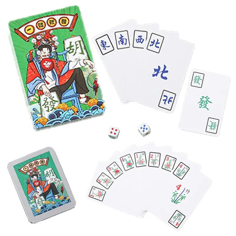 Mahjong Cards Family Game Waterproof Mah Jong Playing Card Classic Game 144-Card Deck Mahjong Playing Card For Family Gatherings