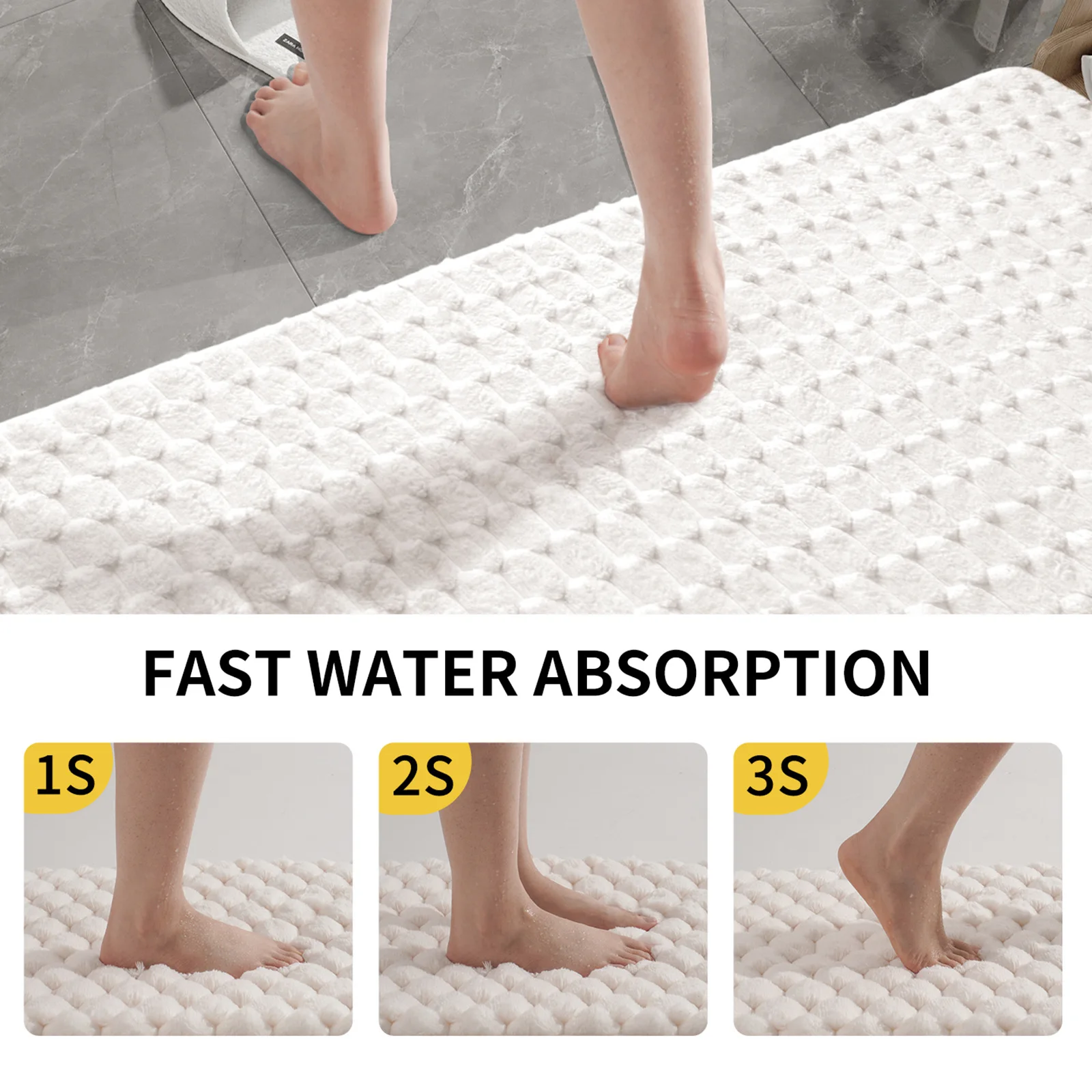 Tortoise Velvet Long Bath Mat, Soft Bath Pad, Skin-Friendly Slow Rebound Memory Foam Absorbent Mat, Anti-Slip Bathroom Rug