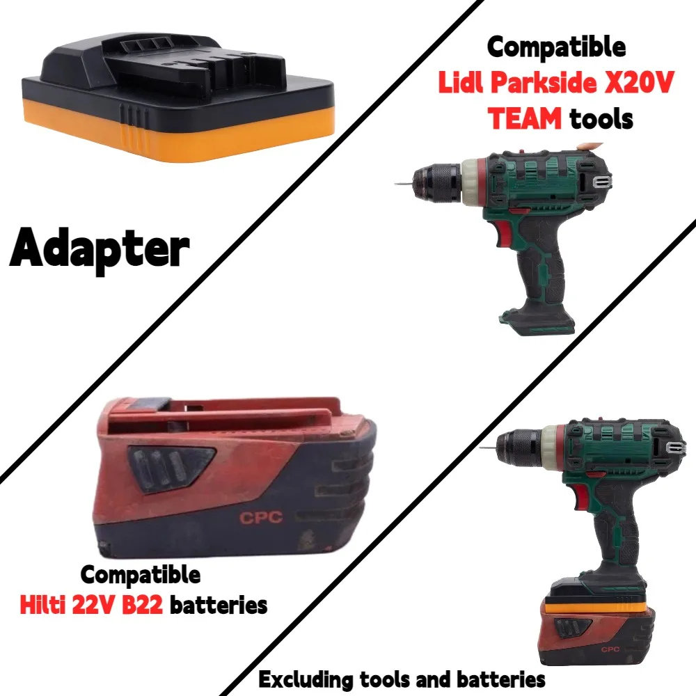 Para hilti 22v b22 (B22-2.6, B22-4.0, B22-8.0) bateria de íon-lítio para parkside x20v adaptador/conversor de ferramentas de broca sem fio (apenas adaptador)