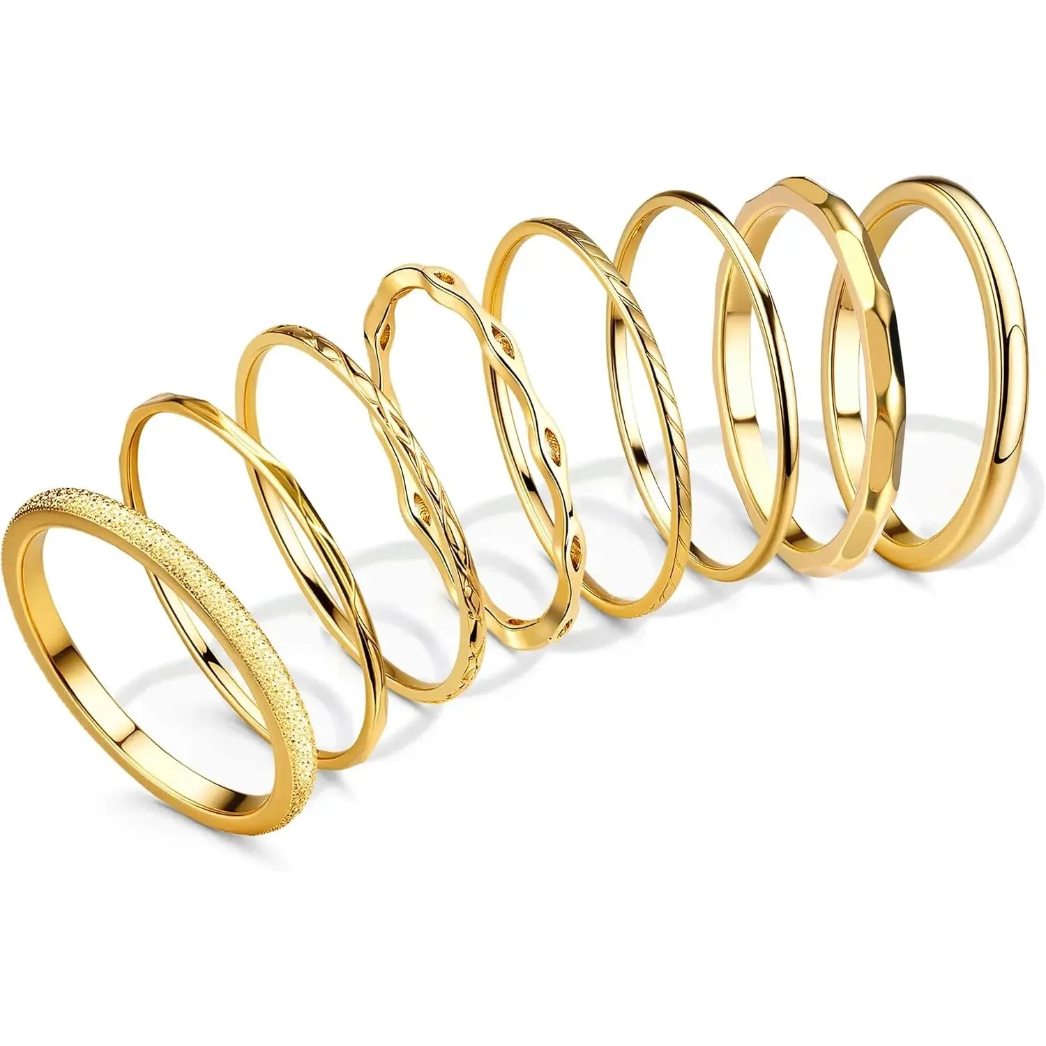 Bobisty 8-teiliges Set 1MM 2MM Edelstahlringe für Damen und Herren Minimalistische Mode Zierliche Schlichte Dünne Knöchel- und Daumenringe zum Stapeln