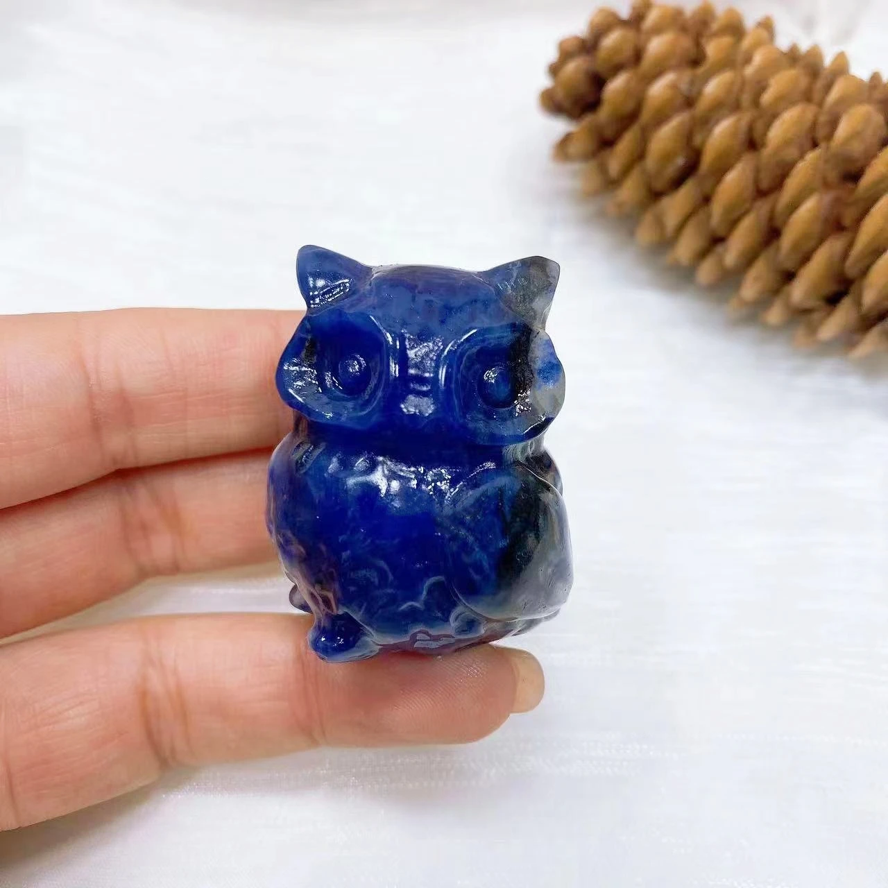 40mm Crystal owl Statue Hand Carved Natural Quartz Stone Animal Small Figurine Reiki Healing Home Decor Ornament Children Gift