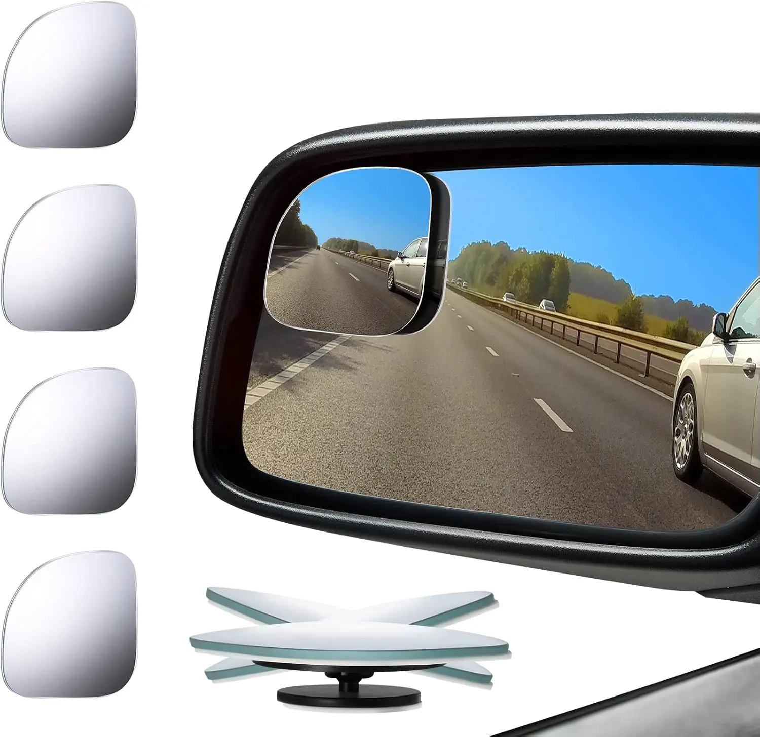 

4 Pcs Frameless Convex Blind Spot Mirrors for Car SUV Truck - Wide Angle, Adjustable, Easy Install