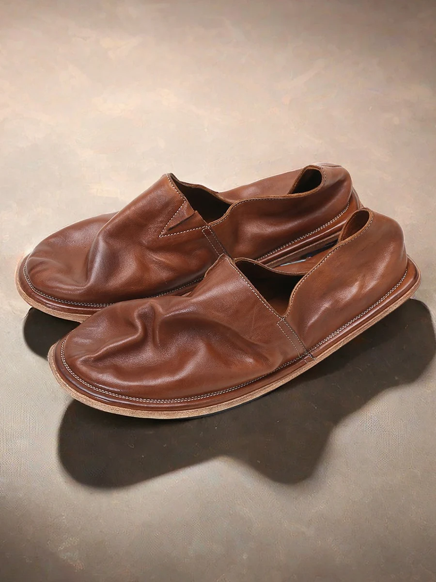 

Мужские летние дышащие слипоны Kixsize Briti Sle ручной работы из дублёной кожи