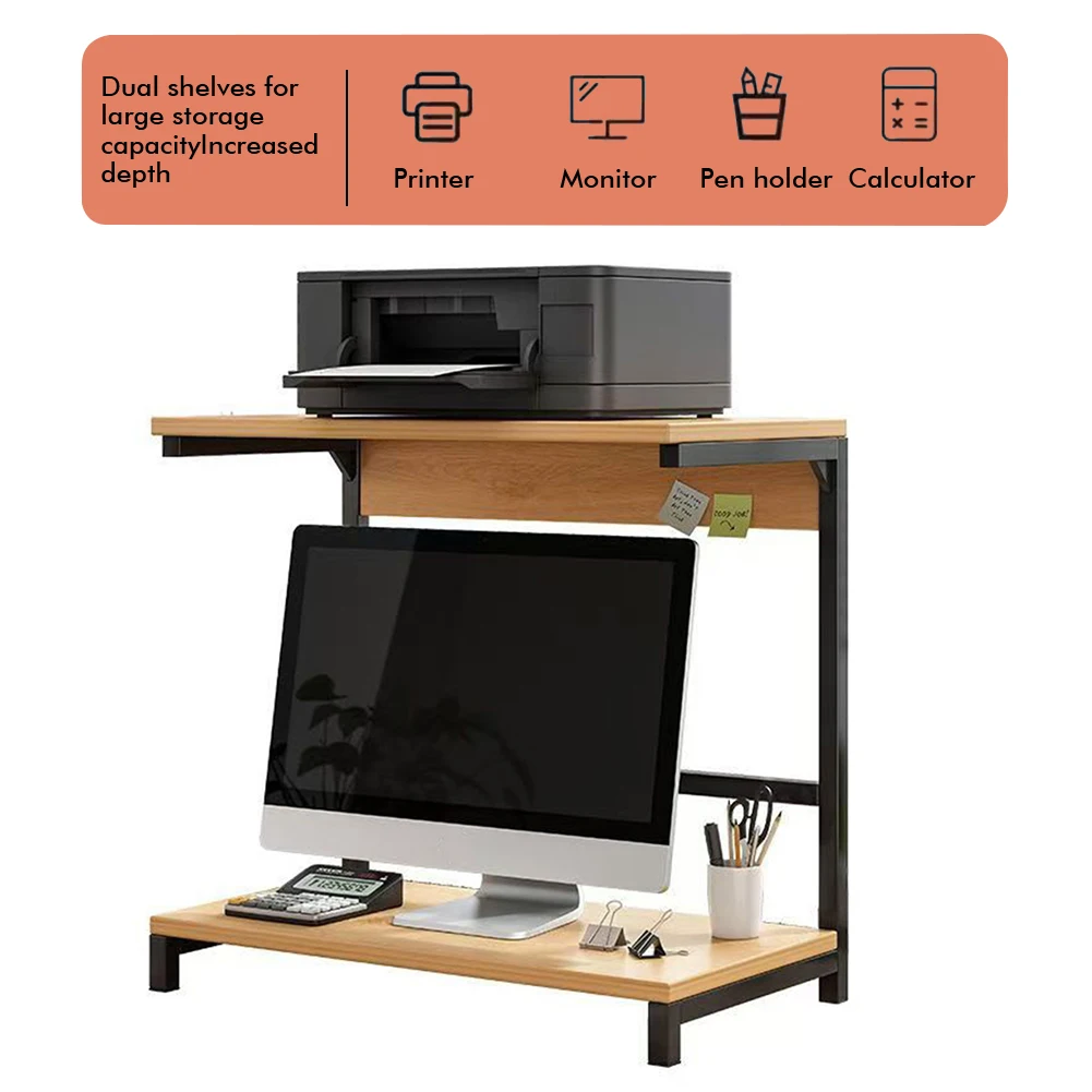 2-Tier Computer Monitor Riser Printer Stand Monitor Stand Monitor Desktop Stand for Desktop Organization and Printer