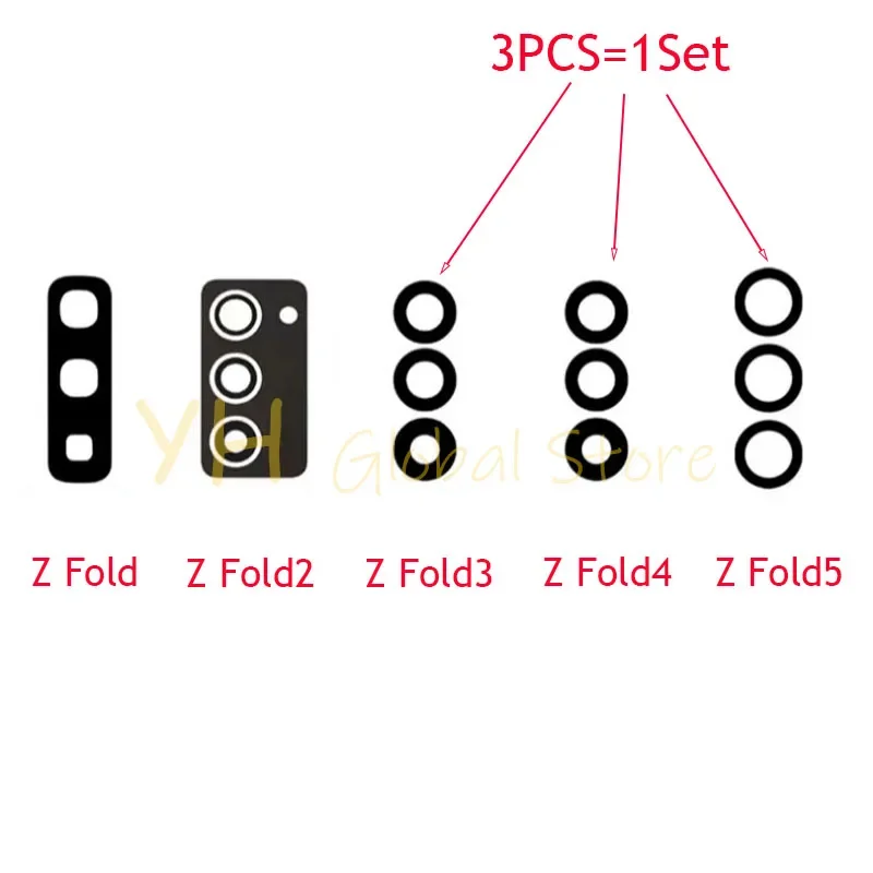 For Samsung Galaxy Z Fold 2 3 4 5 5G Back Rear Camera Lens Glass Cover With Adhesive Sticker Repair Parts