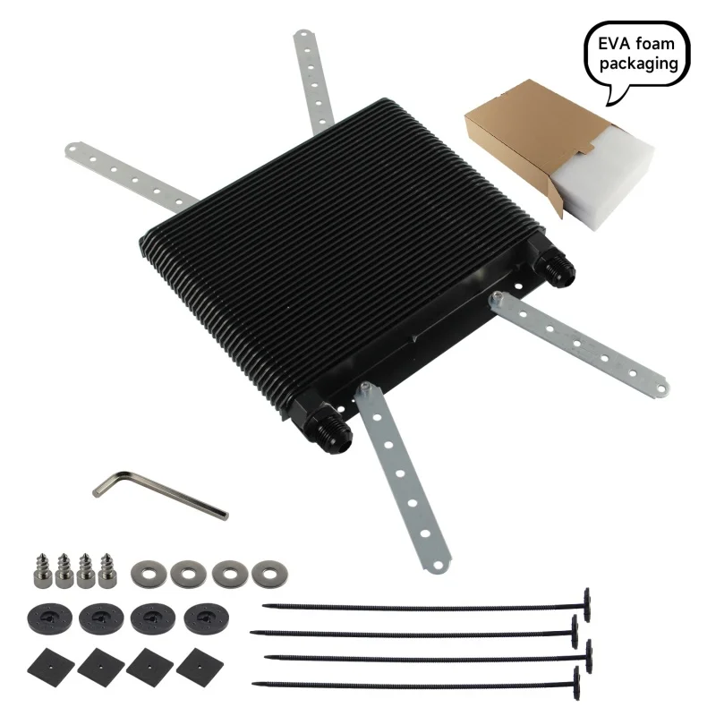 مبرد زيت ناقل الحركة العالمي لشركة فولكس فاجن كارمان 36 صف 72 لوحة ث/M22*1.5 إلى AN6 / AN8 / AN10 / AN12 تركيبات ألومنيوم أسود #3