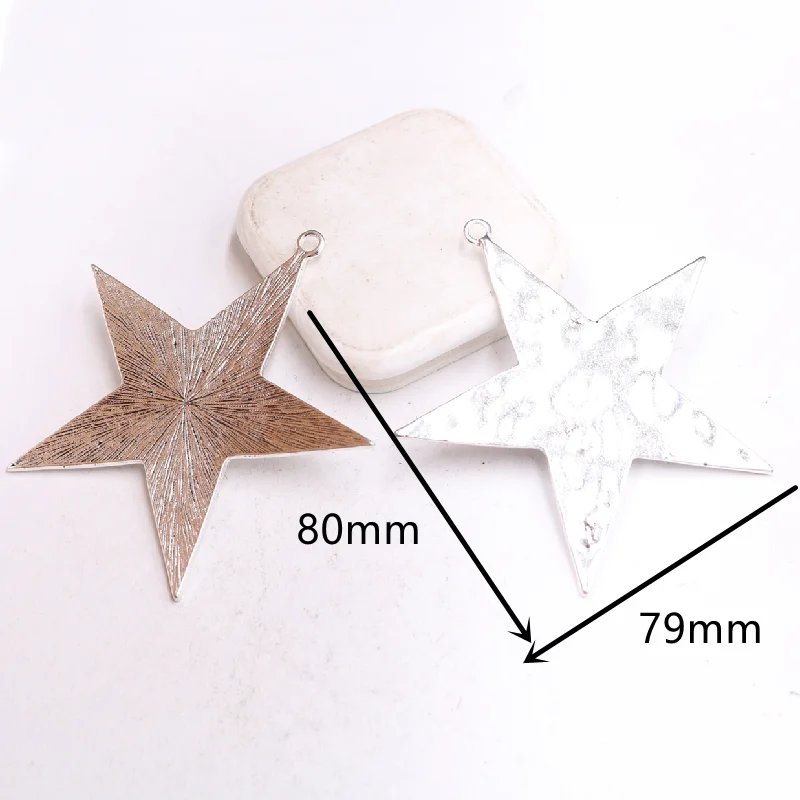 1pcs Retro Silver Plated Large Pentagram Metal Pendant DIY Charms For Necklace Jewelry Crafts Making M31