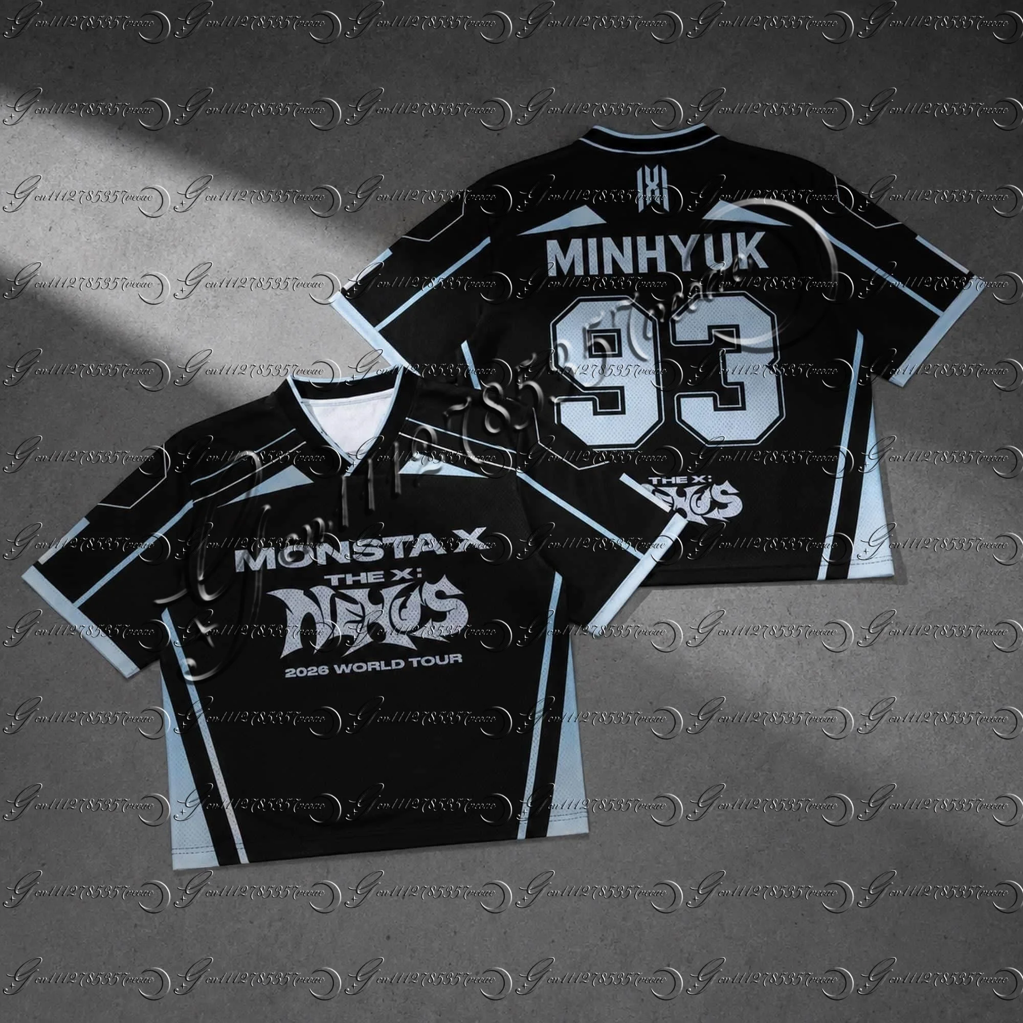 26 Y2k Sommer Erwachsene Damen Galactic Monsta X World Tour The X Nexus Mixed Mesh Jersey Hyungwon Fans T-Shirt Damen FamilyMatching – Detail 10