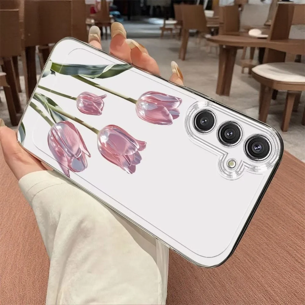 Transparent Phone Case For Samsung Galaxy A73 A72 A71 A70 A70s A56 A55 A54 A53 A52 A52s A51 5G 4G Flower Pattern Non-Slip Cover view 6