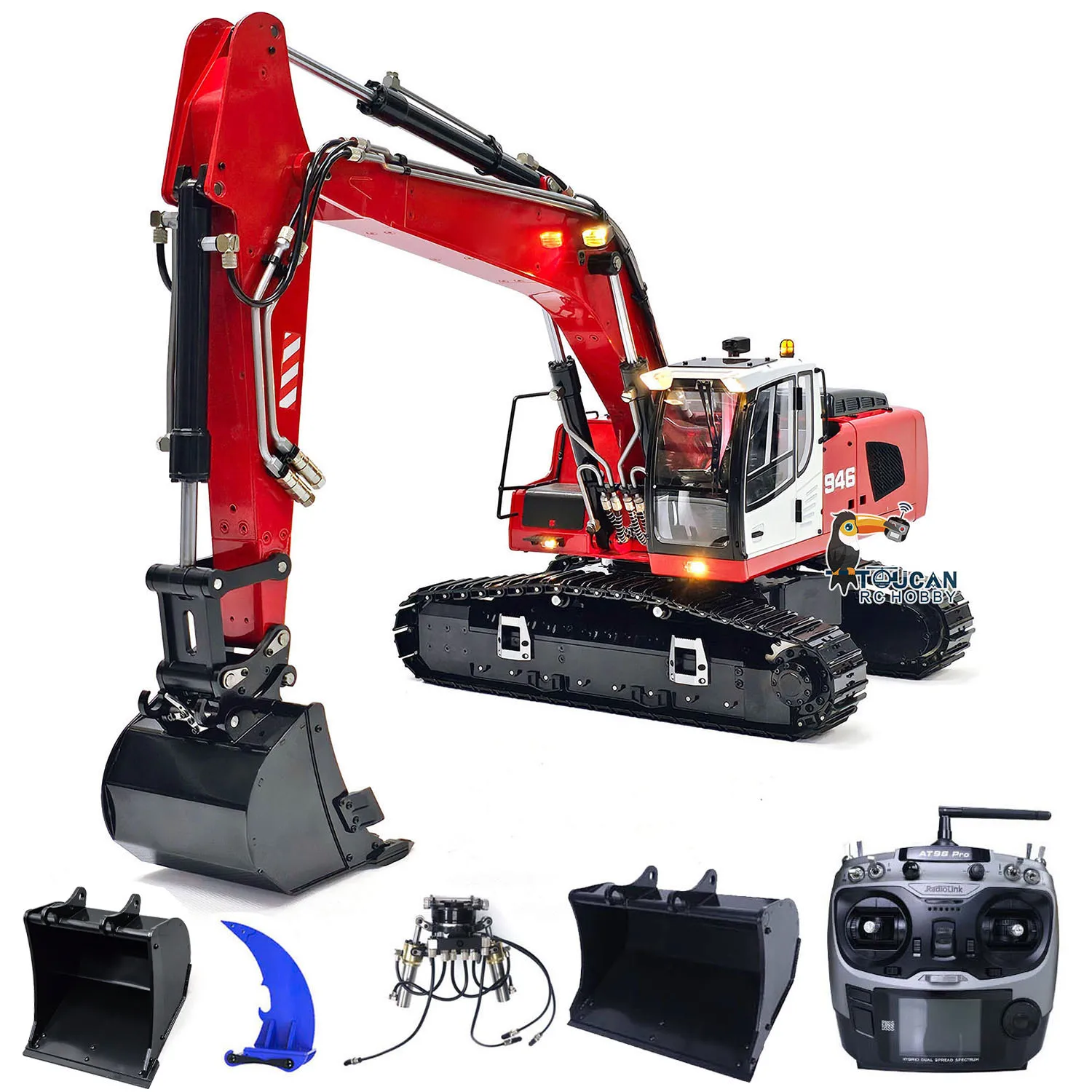 In Stock Gifts 1/14 946 Metal RC Hydraulic Excavator Radio Control Tracked Finished Earth Digging Car Trucks Model Toys for Boys