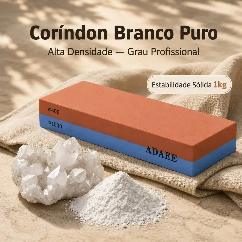 ADAEE 400/1000 Dual Side White Corundum Sharpening Stone 200x75x29mm 1kg Prof Kitchen Whetstone Coarse & Fine Edge Repair Honing