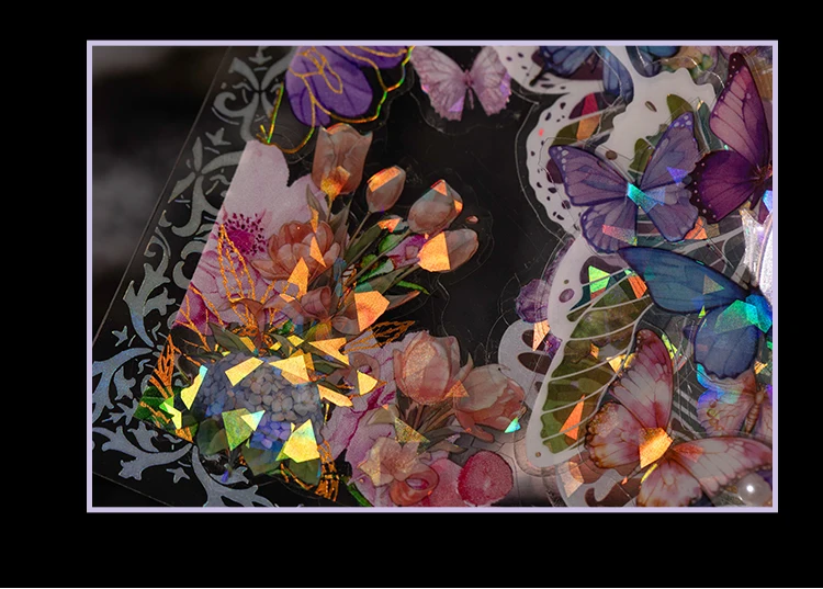 100 Stück Laser Gold Schmetterling Aufkleber Muschel Licht Handwerk DIY Scrapbooking Collage Briefpapier Dekor Junk Journal Aufkleber – Detail 17