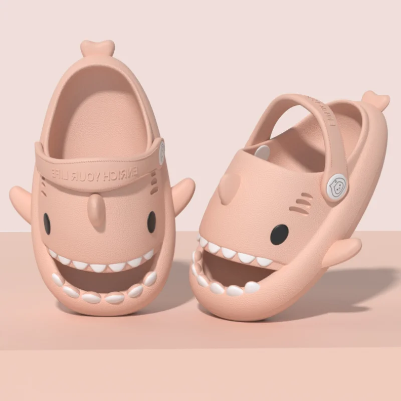 Kids Shark Slippers Children Summer Beach Slides Non-slip Shark Clapper Shoes EVA Cute Cartoon Parent Sharkie Slipper Flip Flops