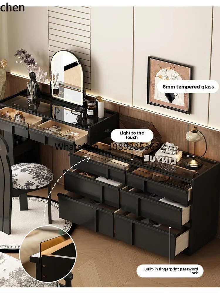 

solid wood dresser chest bedroom storage retractable makeup table