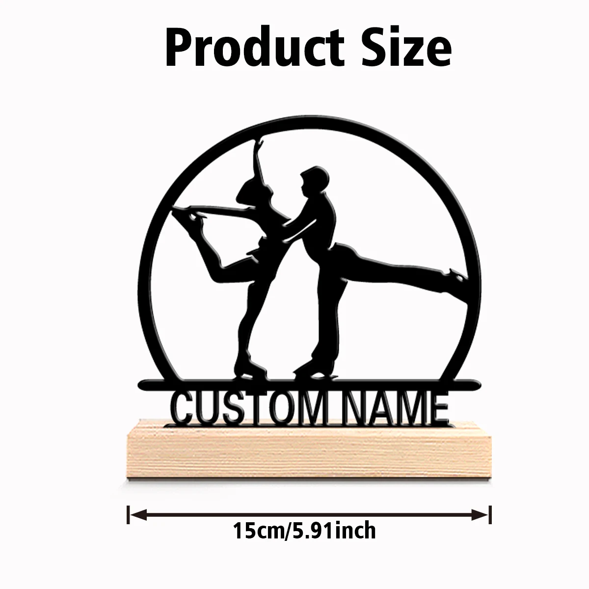 1pc Fun Personalized Custom ice skating Modern Wooden Base Decor for Office Living Room Nature-Inspired Gift decoration view 2