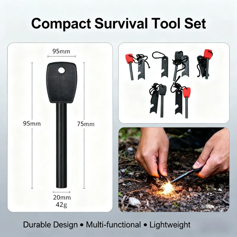 

New Tactical Large Solid - Magnesium Bar Rod with Bottle Opener, Outdoor Emergency Gear for Camping Hiking Survival Enthusiasts